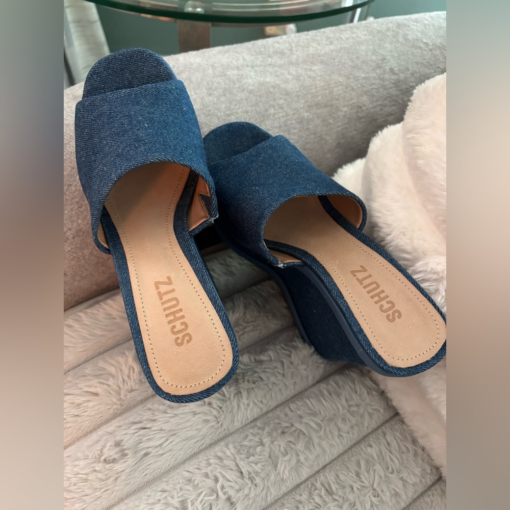 SCHUTZ Dark Blue Denim Platforms